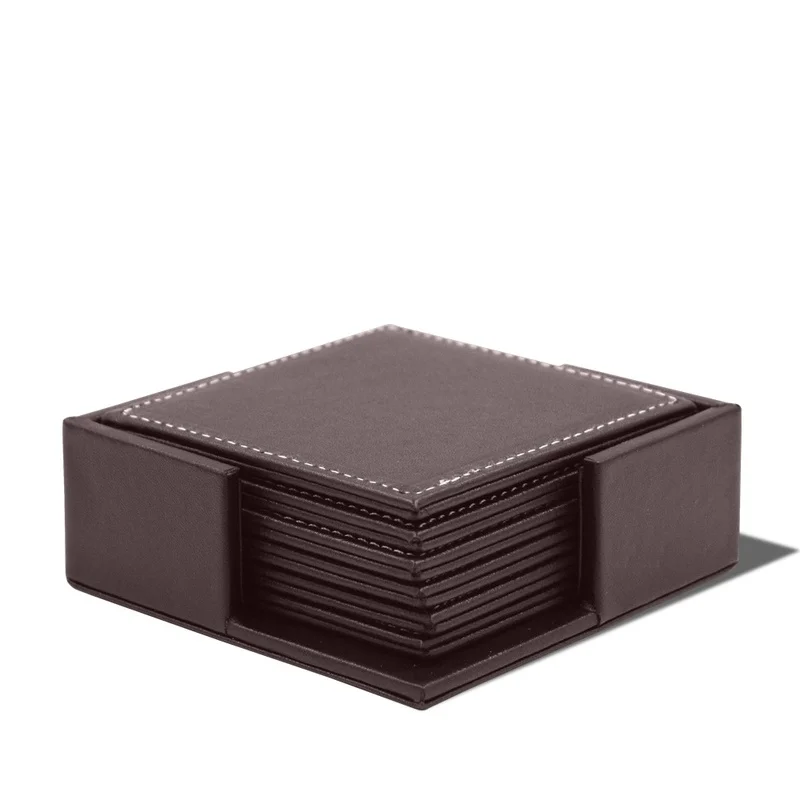 Leather Desk Pad - 6 unids/set de posavasos de cuero